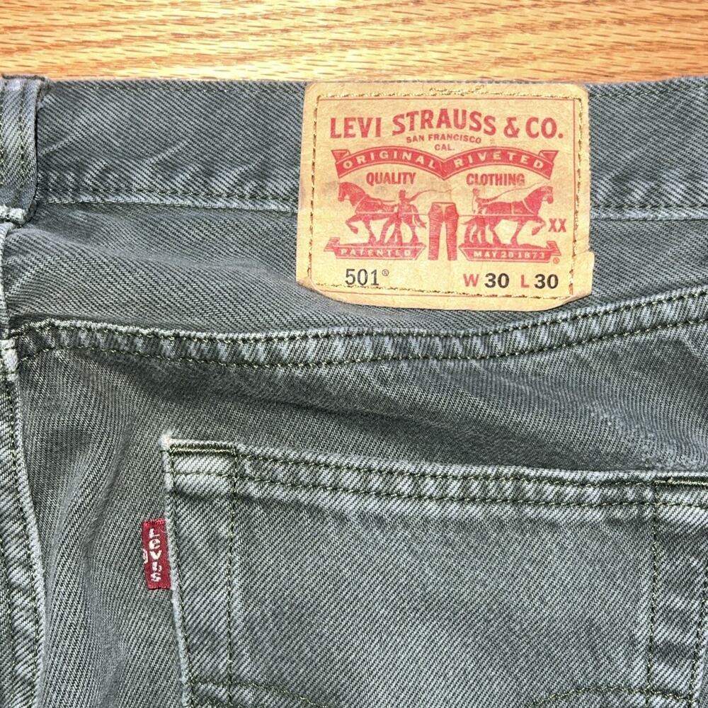 Vintage Levi’s Jeans 30x30 Green 501 Button Fly Straight Denim Pants USA 90s - Picture 8 of 14